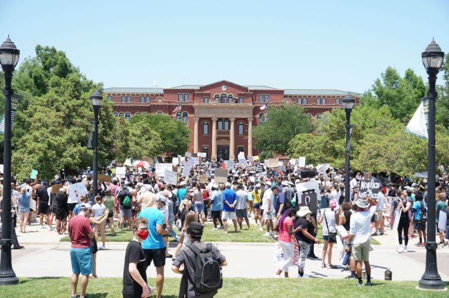 Hundreds gathered in Southlake to support racial equity and the Black Lives Matter movement in the wake of the death of George Floyd in MInneapolis police custody. (Gavin Pugh/Community Impact Newspaper)