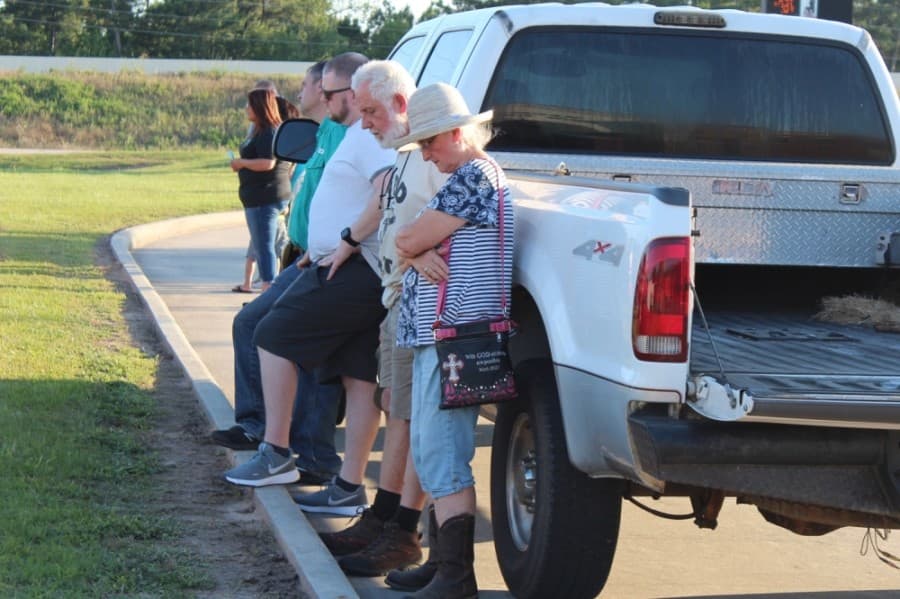 Members of the Magnolia community gathered to pray June 5 for unity amid unrest in the nation. (Anna Lotz/Community Impact Newspaper)