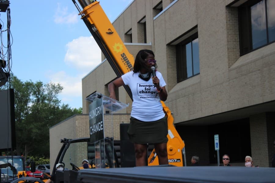 Cheryl Jackson, founder of Minnie's Food Pantry in Plano, was one of the chief organizers behind a June 7 downtown rally for police reform. (Daniel Houston/Community Impact Newspaper)