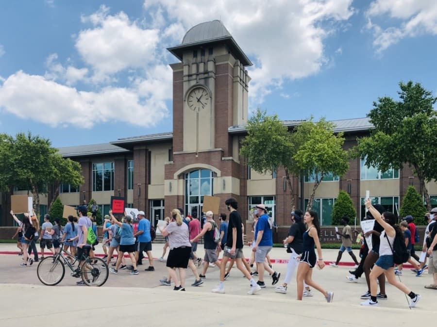 More than 3,000 protesters marched through Keller Town Center in support of George Floyd and other causes. (Ian Pribanic/Community Impact Newspaper)