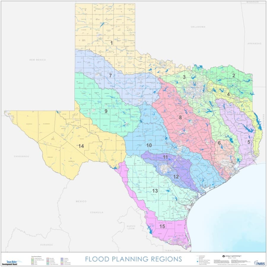 The TWDB seeks 180 Texas residents to serve on 15 regional planning groups to help develop the first statewide regional flooding plan. (Courtesy Texas Water Development Board)