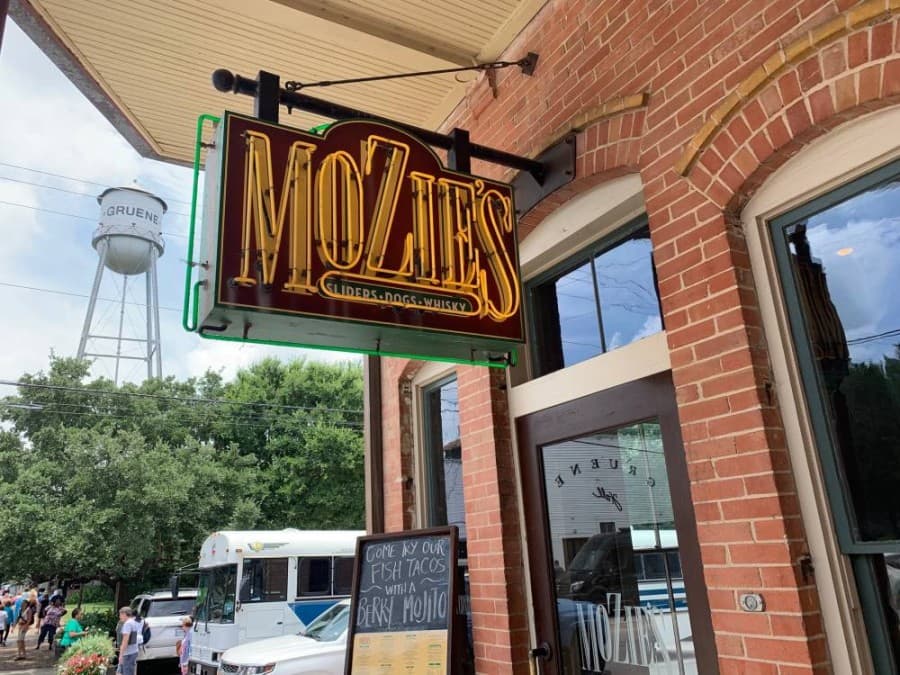 Mozie's is on the main corner in Gruene. The restaurant will be closed temporarily after an employee tested positive for COVID-19. (Community Impact Newspaper)
