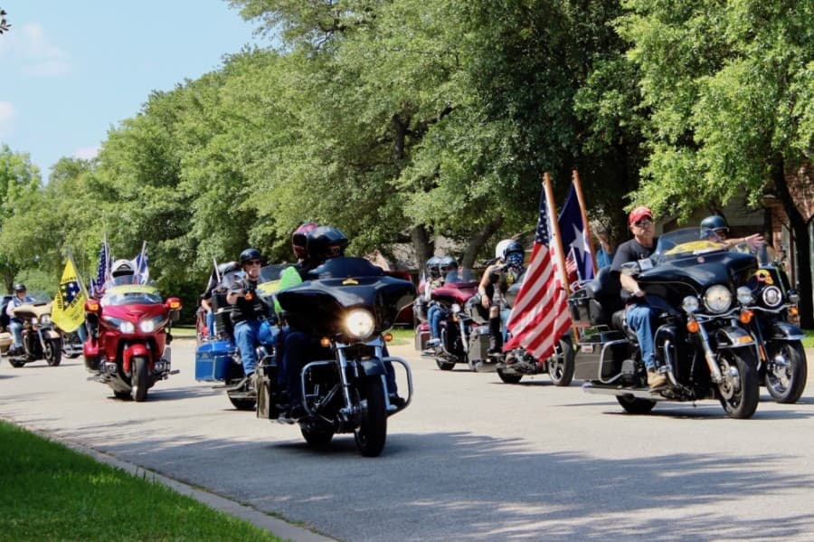 The Patriot Guard Riders of Texas, a nonprofit motorcycle-riding group that honors military veterans, sent over 70 riders to participate. 