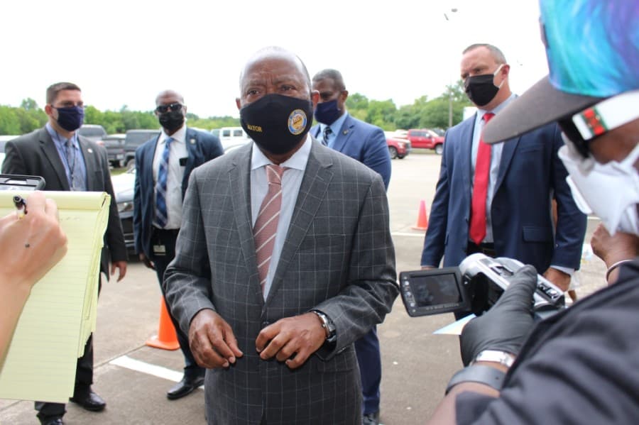 Houston Mayor Sylvester Turner attended the June 8 visitation for George Floyd. (Beth Marshall/Community Impact Newspaper) 
