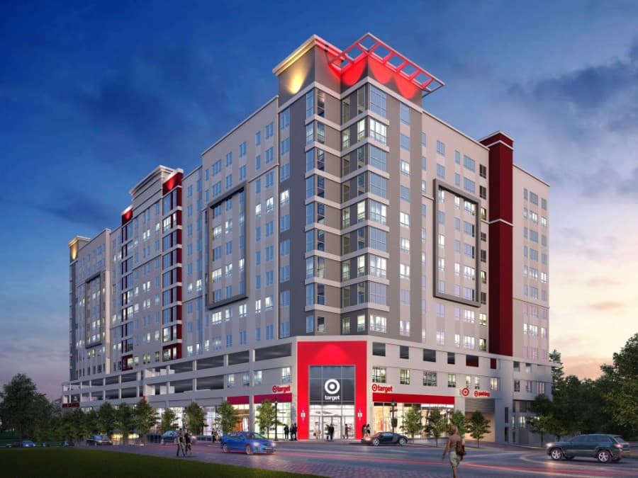 Signs up for new Target store at street level of Aspire San Marcos