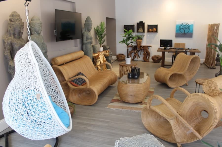 Storied Roots' indoor-outdoor furniture is made from rattan that grows in the teak forests in Indonesia. (William C. Wadsack/Community Impact Newspaper)