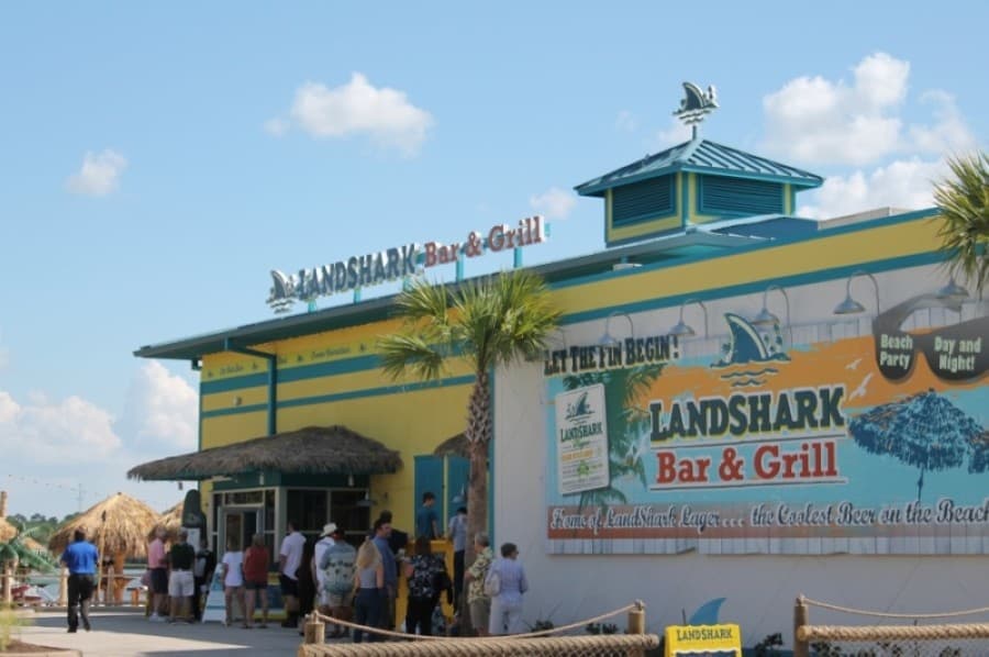 The Landshark Bar & Grill opened June 5 at Margaritivalle on Lake Conroe. The resort will open June 26. (Andy Li/Community Impact Newspaper)
