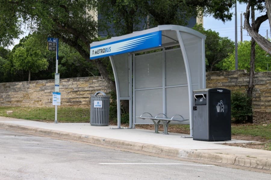 A photo of a bus stop at Pinnacle Park & Ride