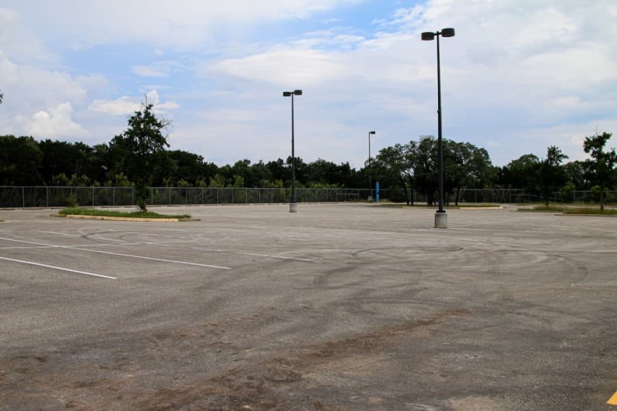 A photo of an empty parking lot