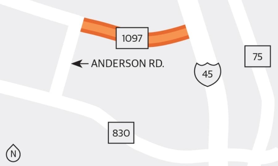 FM 1097 widening in Willis 45% complete