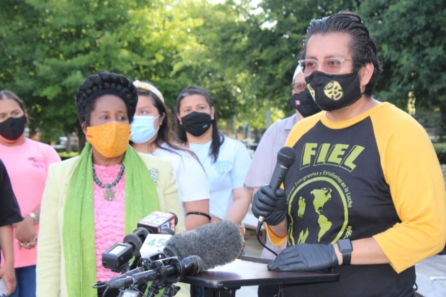 “We're here to renew our fight [and] our commitment to our community that we're going to continue to fight,” said FIEL Executive Director Cesar Espinosa. “The fight is not over if Dreamers still are in limbo in the sense that ... the program could go into peril again. ... We need to fight for a permanent solution, not only for Dreamers, but for families.” (Adriana Rezal/Comunity Impact Newspaper)