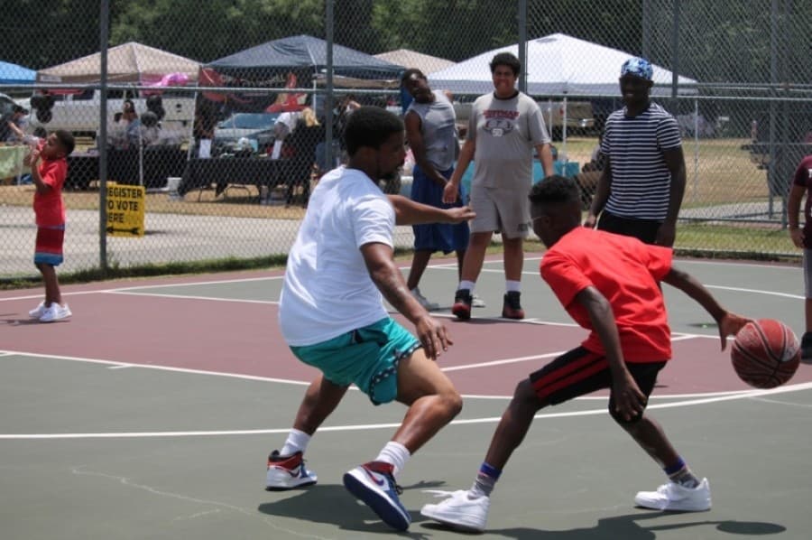 The Good Brothers and Sisters of Montgomery County celebrated Juneteenth at Dr. Martin Luther King Jr. Park in Conroe. (Andy Li/Community Impact Newspaper)