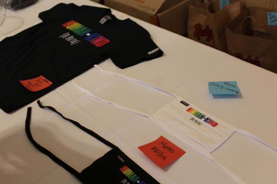 Available on Hudson's website, www.huddy-tribe.myshopify.com, 15% of proceeds from the Human-Kind T-shirts and face masks will benefit the Young Black Entrepreneurs. (Adriana Rezal/Community Impact Newspaper)