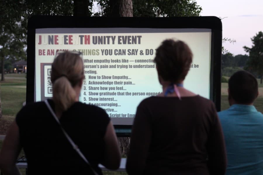 Hudson also gave a presentation on the history of the Juneteenth holiday and held a candlelight vigil for individuals who had lost their lives as a consequence of racism.(Adriana Rezal/Community Impact Newspaper)