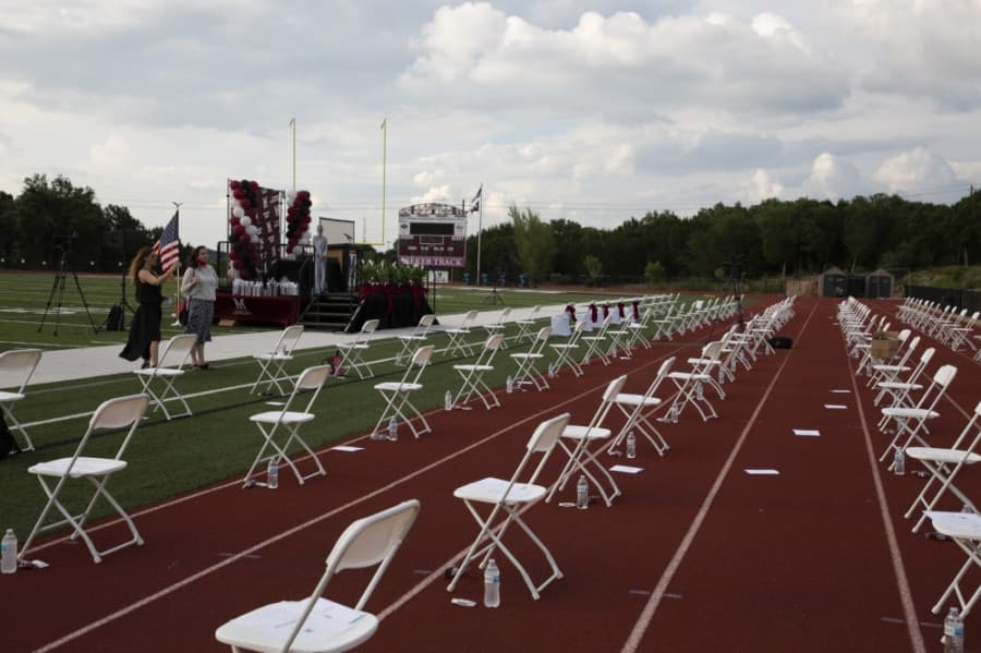 Attendees were seated with social distancing measures in place. (Courtesy St. Michael's Catholic Academy)