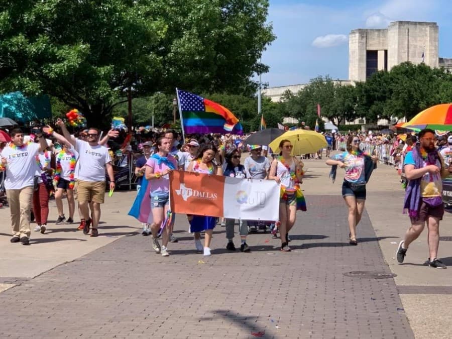 students in parade