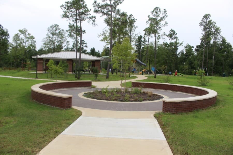 The $11.49 million park also includes a pavilion and a Little Free Library box for the community. (Kelly Schafler/Community Impact Newspaper)