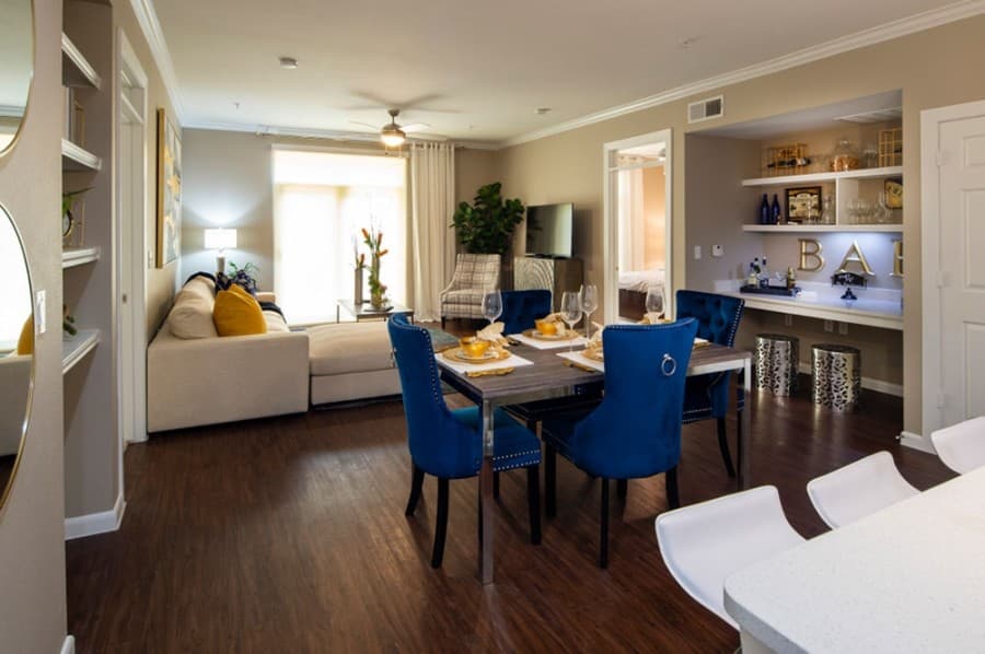 Apartment features at Boardwalk at Town Center include open-concept layouts and plank flooring. (Courtesy Hugh Hargrave)
