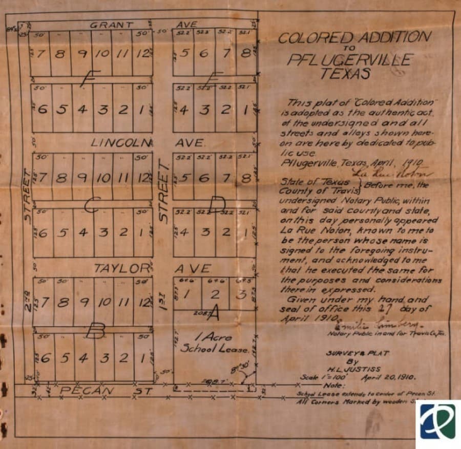 In 1910, farmer La Rue Noton sold plots of land to Black cotton farmers and ice factory workers at $50 a piece. (Courtesy city of Pflugerville, Friends of the Pflugerville Public Library, Pflugerville Public Library)