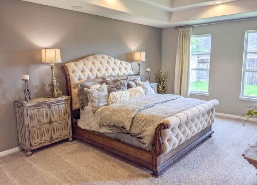 The primary bedroom is adjacent to the living room. (Jake Magee/Community Impact Newspaper)