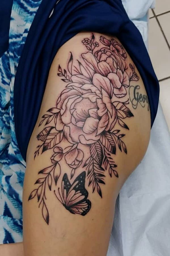 This tattoo is by artist and co-owner Travis Crow.