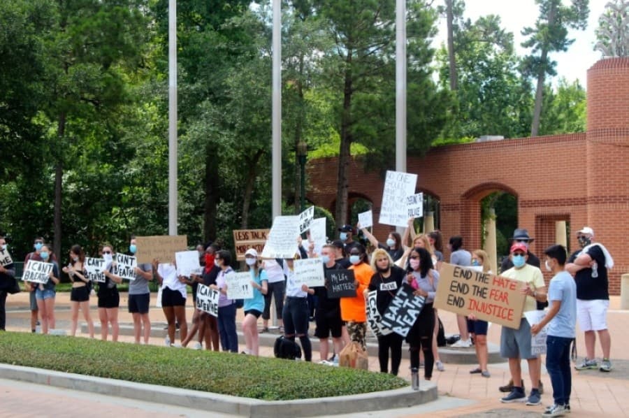 On June 4, protestors gathered in Town Green Park. (Ben Thompson/Community Impact Newspaper)