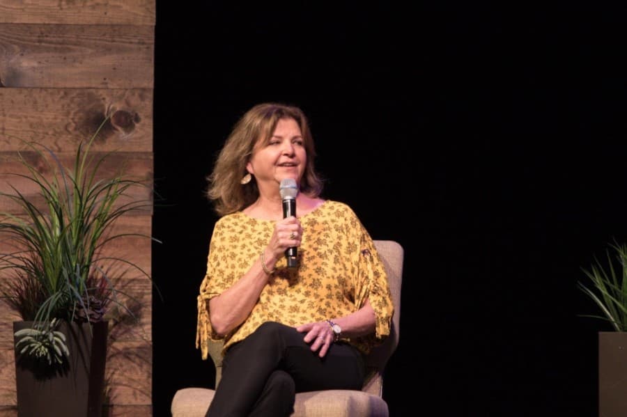 Visit Frisco Executive Director Marla Roe addresses a topic as part of the panel for the Frisco Chamber of Commerce's State of the City event July 14. (Courtesy Suad Bejtovic Photography)