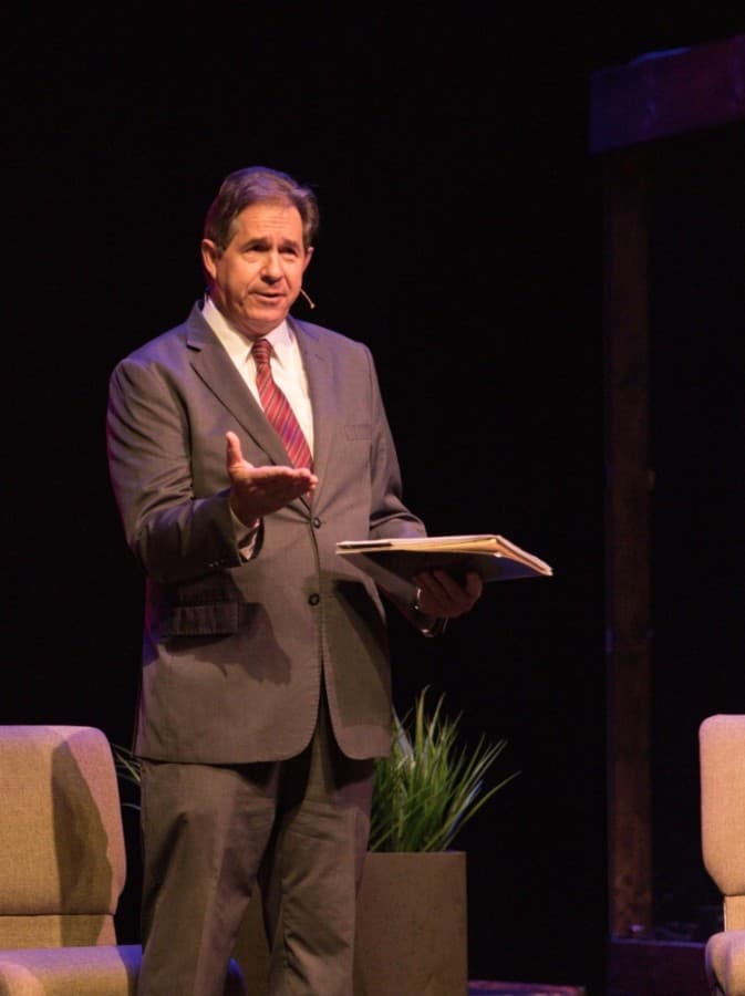 Frisco Chamber of Commerce President/CEO Tony Felker welcomes viewers to the State of the City event July 14. (Courtesy Suad Bejtovic Photography)