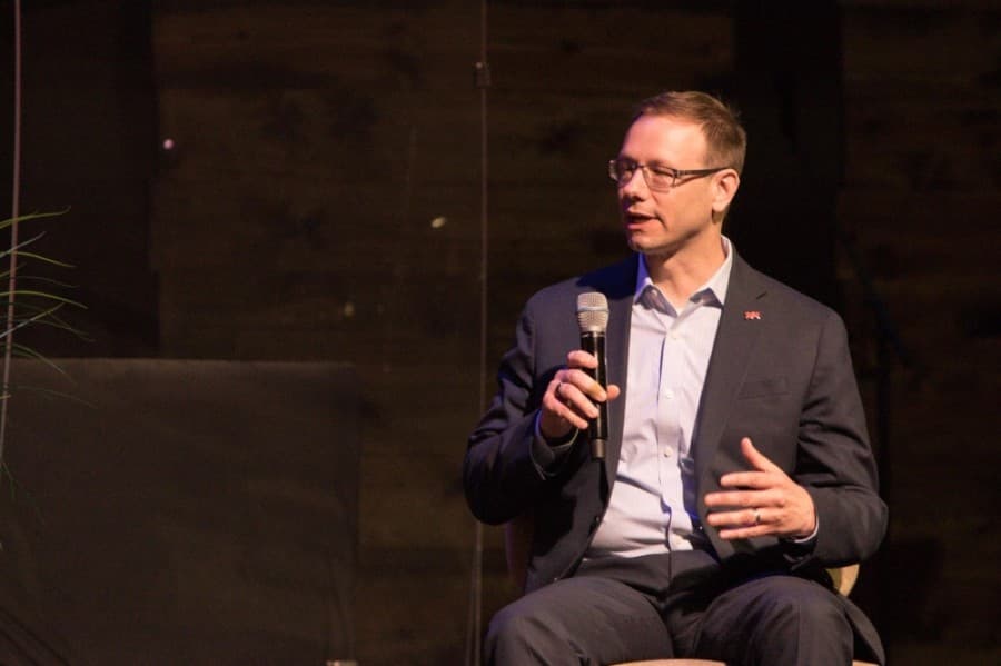 Frisco Economic Development Corp. Vice President Jason Ford discusses the state of the city during the Frisco Chamber of Commerce's event July 14. (Courtesy Suad Bejtovic Photography)