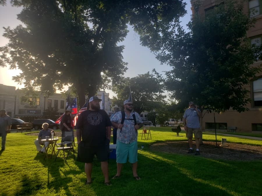 Sons of Confederate Veterans held a counter-protest July 14. (Ali Linan/Community Impact Newspaper)