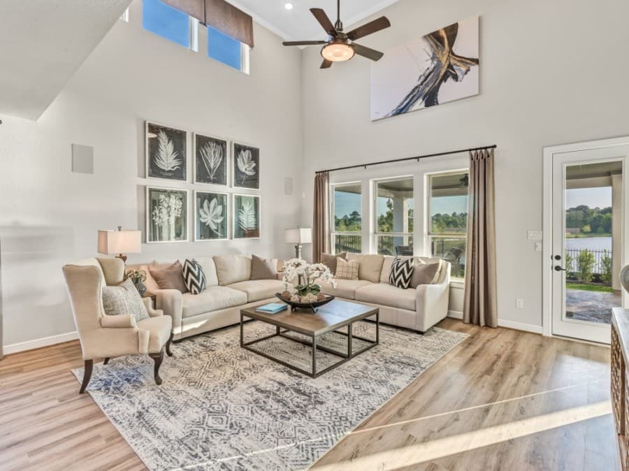 Additional interior features include brushed nickel door hardware, Kichler lighting and fans, and a choice of paint color palettes. (Courtesy Taylor Morrison)