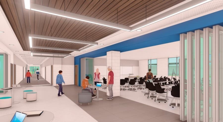Quest Early College High School's new building will feature flexible learning spaces that can be opened to allow for collaborative space. (Courtesy Humble ISD)