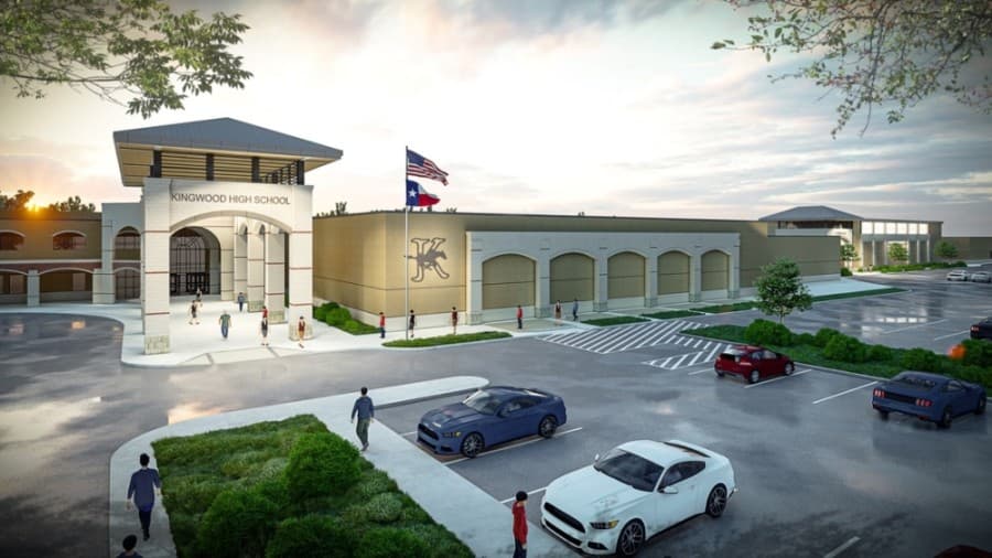 The roughly $8.8 million Kingwood High School renovation will include a new main entrance canopy. (Courtesy Humble ISD)