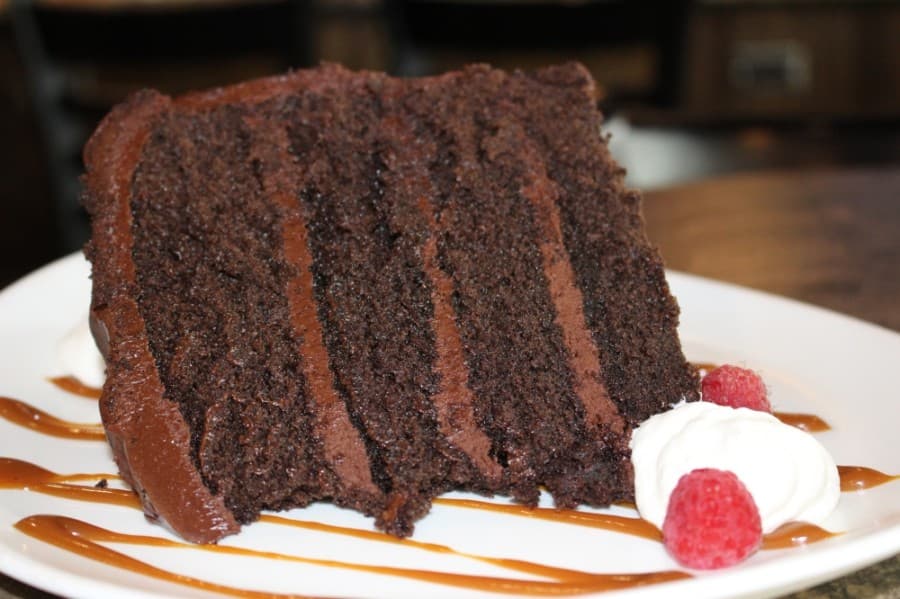 The restaurant serves classic options in its appetizers, entrees and desserts, including this chocolate cake. (Mike Graham/Community Impact Newspaper) 