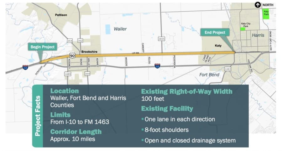 TxDOT proposes plans to expand Hwy. 90 lanes between Katy, Brookshire