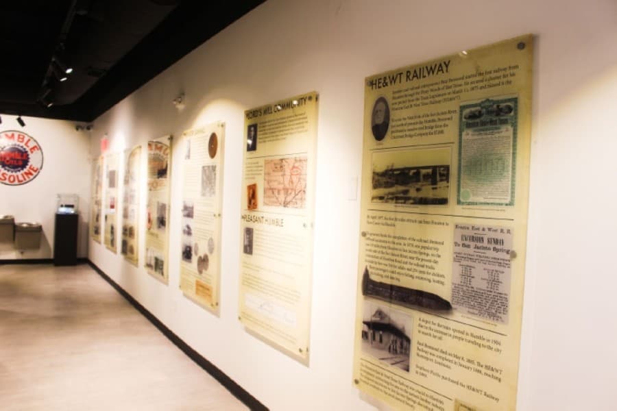 The museum will feature new mounted displays showing timelines depicting the history of significant locations and events in Humble. (Kelly Schafler/Community Impact Newspaper)