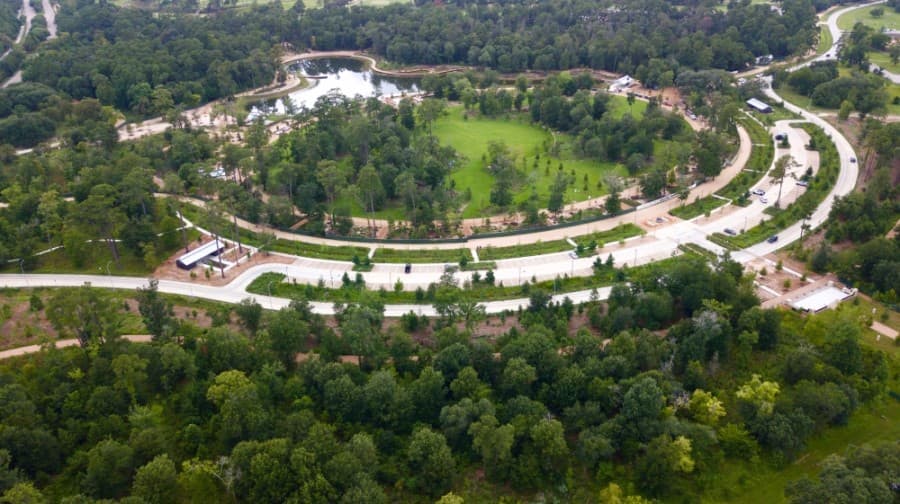 memorial park boardwalk view from above