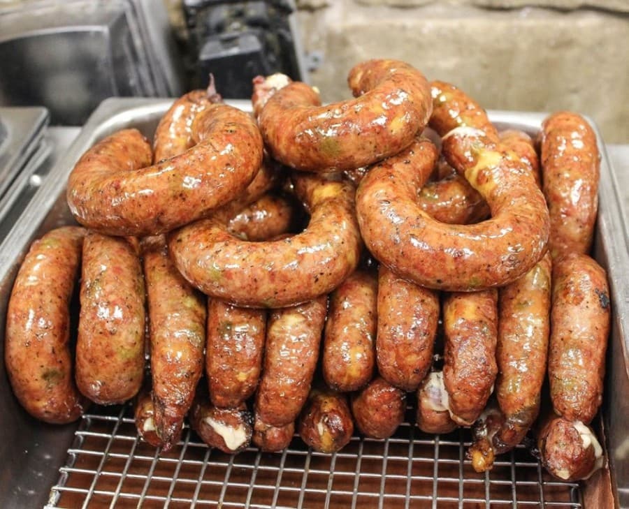 San Marcos BBQ serves homemade hatch gouda sausage that is freshly barbecued each day. (Courtesy San Marcos BBQ)