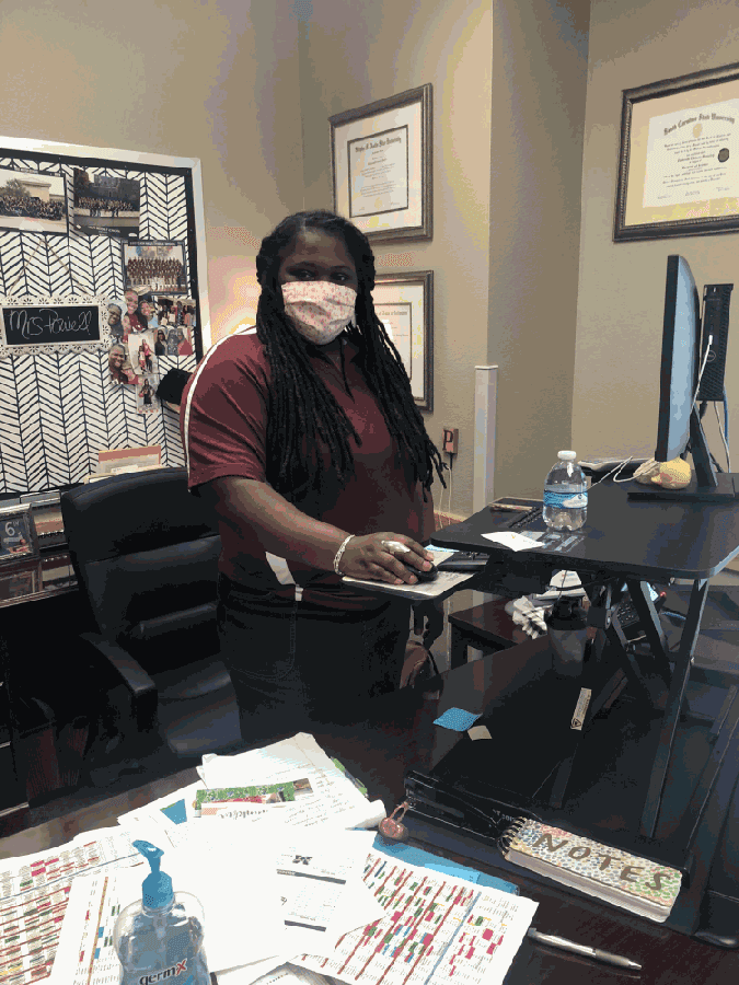 Maus Middle School principal Chakosha Powell on the first day of classes. (Courtesy Frisco ISD)