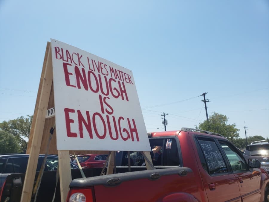 The Pushing for Justice Caravan for Javier Ambler was held in San Gabriel Park on Aug. 15. (Ali Linan/Community Impact Newspaper)