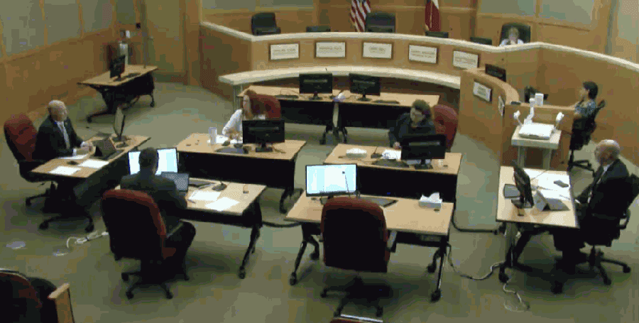 Collin County commissioners discuss the county's COVID-19 dashboard during their Aug. 17 meeting. (Screenshot courtesy of Collin County)