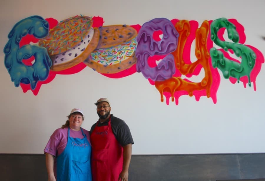 Ginger and Terrell Jones own and operate Gooey's Ice Cream Sandwiches. (Danica Lloyd/Community Impact Newspaper)