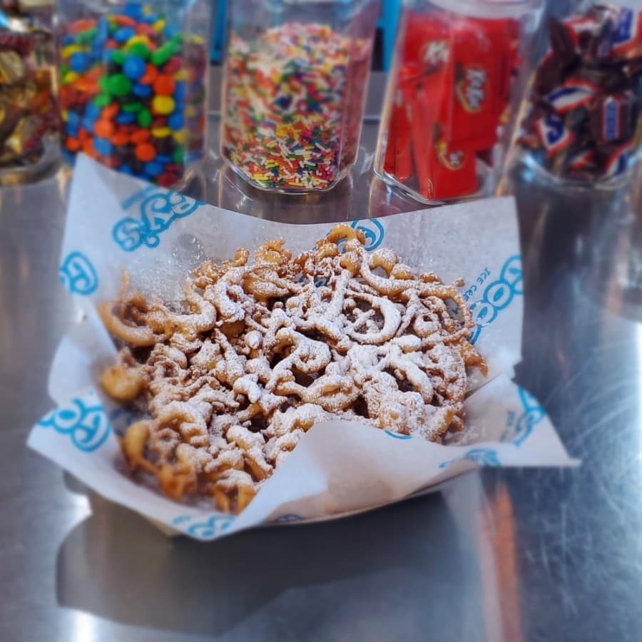 The business also serves fried carnival foods such as funnel cakes. (Courtesy Gooey's Ice Cream Sandwiches)