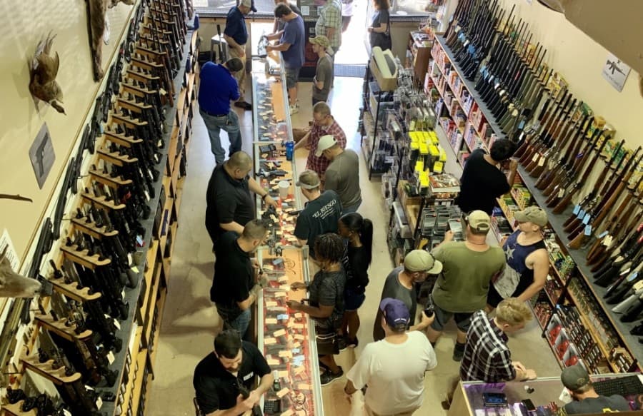 This photo—taken before the coronavirus pandemic—shows the inside of Guns Warehouse in Cedar Park. (Courtesy Russ Friesz)