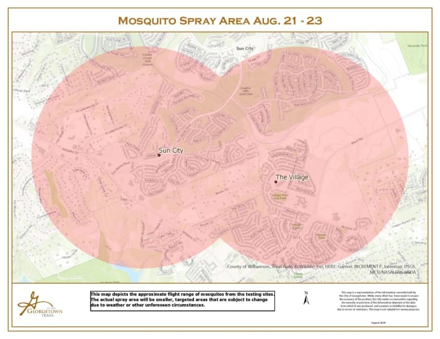 Georgetown to host 3 nights of truck-mounted spraying after two traps test positive for West Nile