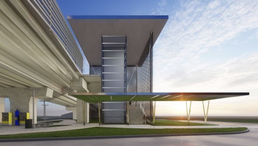 The pedestrian street connection for the station is still being designed but will include a stairway and elevator for transit users. (Courtesy Dallas Area Rapid Transit)