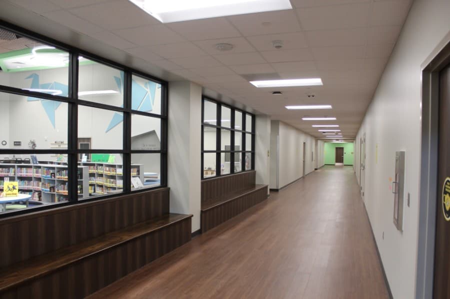 Visitors for the ribbon cutting were able to tour the entryway of the new elementary school; additional tours were limited due to COVID-19 precautions. (Anna Lotz/Community Impact Newspaper)