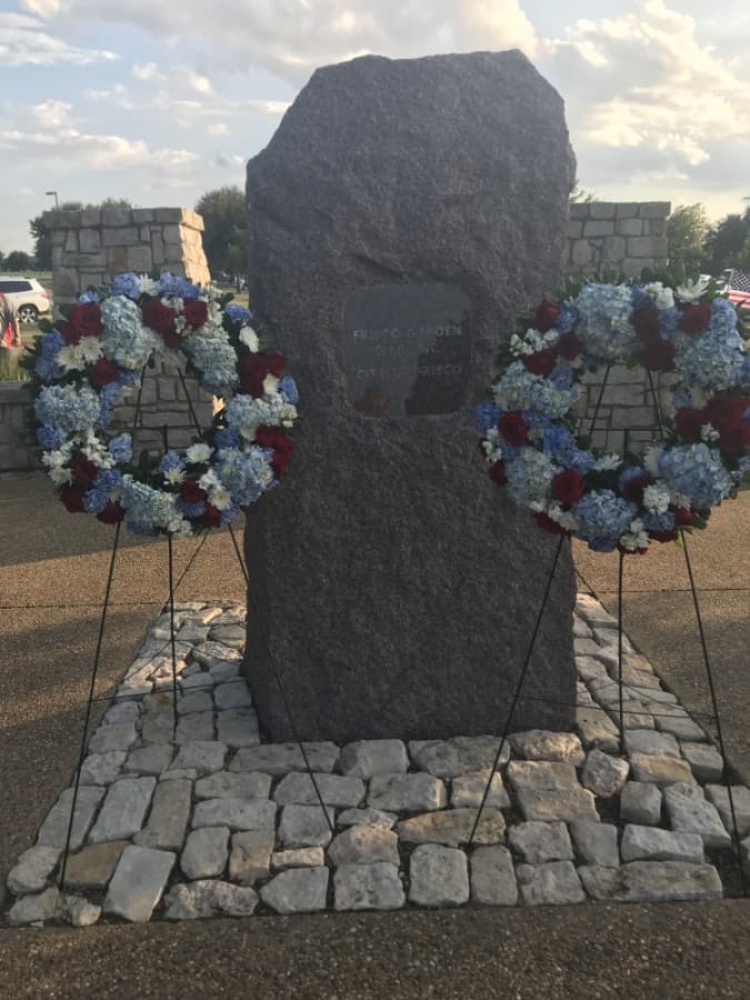 In addition to the virtual 9/11 Remembrance Service, two live wreaths will be placed at the Freedom Meadow memorial at Warren Sports Complex in the early morning hours of Sept. 11. (Courtesy Frisco Garden Club)