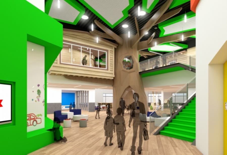 The rebuilt Lakeland Elementary School will open in August 2020. (Rendering courtesy Humble ISD)