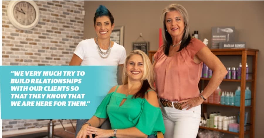 Collaborative space for hairstylists found at Hair'em & Nail'em in Plano